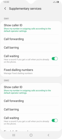 Press Call forwarding below the required SIM.