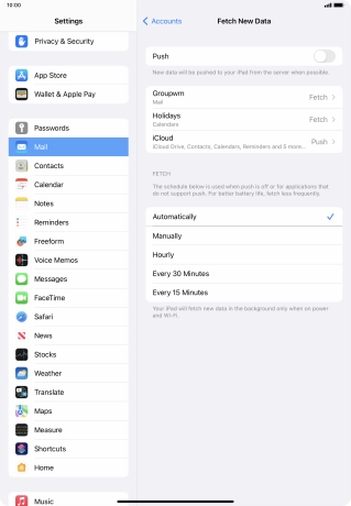 If you turn off the function, press the required setting.