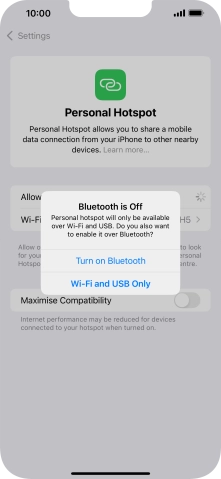 If WiFi is turned on, press Wi-Fi and USB Only.