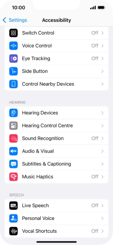 Press the required category below 'PHYSICAL AND MOTOR' and follow the instructions on the screen to select the required settings.