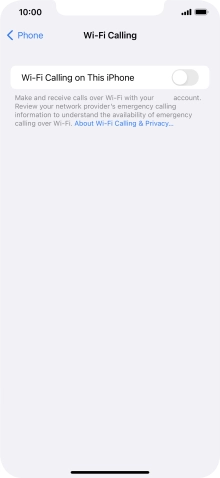 Press the indicator next to 'Wi-Fi Calling on This iPhone' to turn the function on or off.