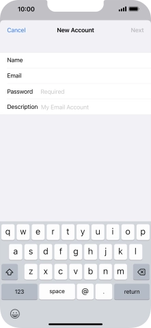 Press Password and key in the password for your email account.