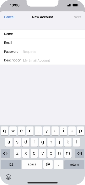 Press Password and key in the password for your email account.
