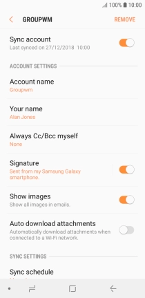 Press the indicator next to 'Sync account' to turn on the function.