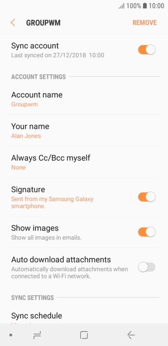 Press the indicator next to 'Sync account' to turn on the function.