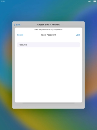 Key in the password for the WiFi network and press Join.
