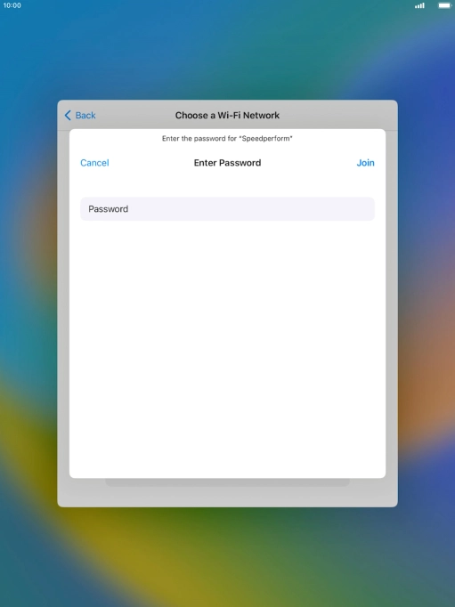 Key in the password for the WiFi network and press Join.