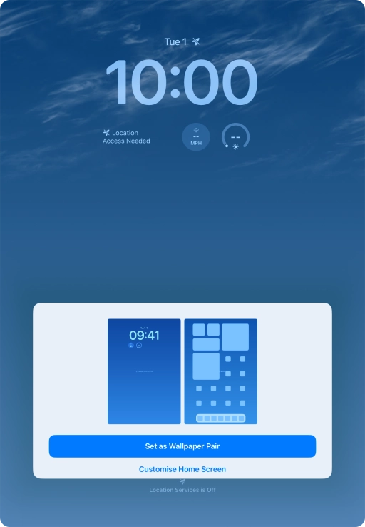 To use the same colour theme on the home screen, press Set as Wallpaper Pair. To use the same colour theme on the home screen, press Set as Wallpaper Pair.