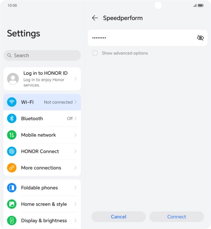 Key in the password for the WiFi network and press Connect.