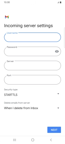 Press the field below 'Server' and key in the name of your email provider's incoming server.