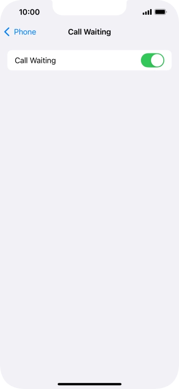 Press the indicator next to 'Call Waiting' to turn the function on or off.