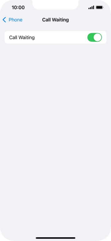 Press the indicator next to 'Call Waiting' to turn the function on or off.
