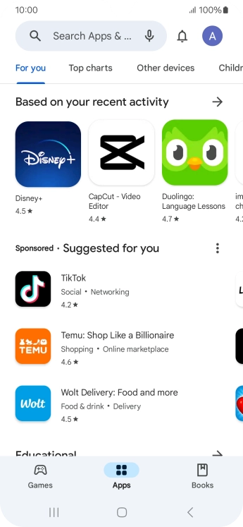 Press the profile icon. Press the profile icon.