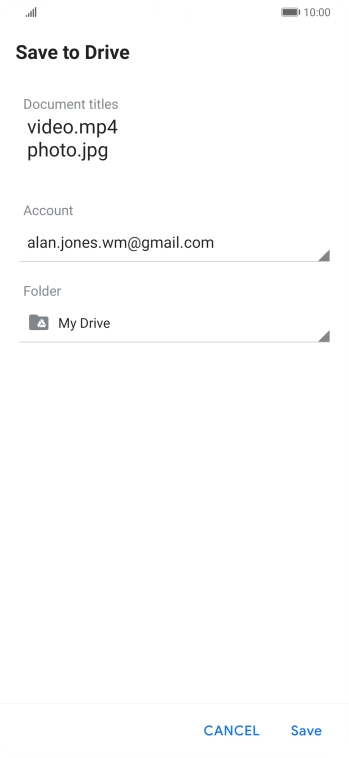 Press the field below 'Folder'.