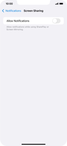 Press the indicator next to 'Allow Notifications' to turn the function on or off.