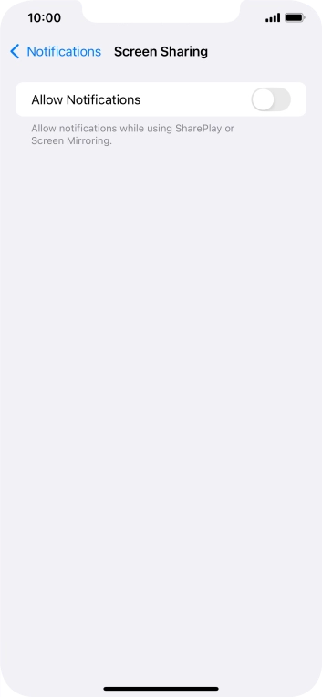 Press the indicator next to 'Allow Notifications' to turn the function on or off.