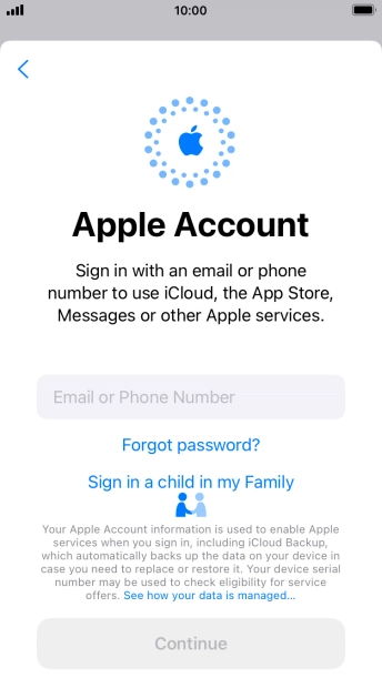 Press Email or Phone Number and key in the username for your Apple ID.