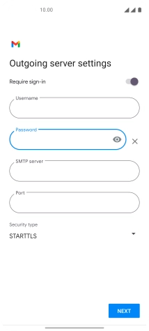 Press the field below 'SMTP server' and key in the name of your email provider's outgoing server.