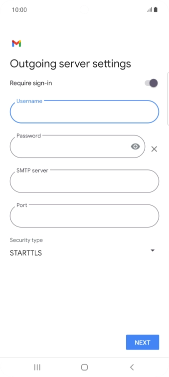 Press the field below 'Password' and key in the password of your email provider's outgoing server.