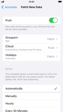 Press the indicator next to 'Push' to turn the function on or off.