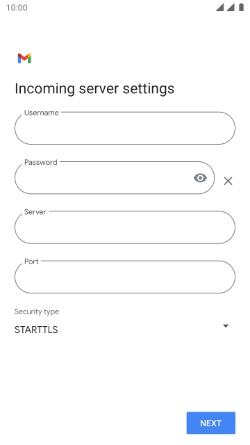 Press the field below 'Username' and key in the username for your email account.