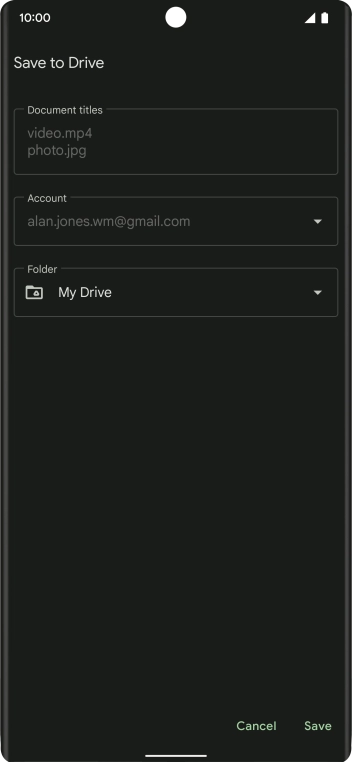 Press the field below 'Folder' and go to the required folder.