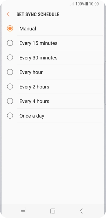 Press the required setting.