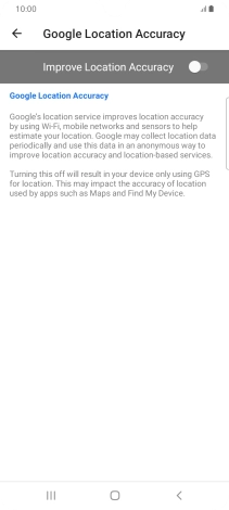 If you press the indicator next to 'Improve Location Accuracy' to turn on the function, your phone can find your exact position using the GPS satellites, the mobile network and nearby WiFi networks. Satellite-based GPS requires a clear view of the sky.