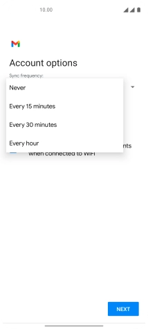 Press the required setting.