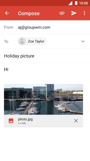 Press the send icon when you've finished your email.