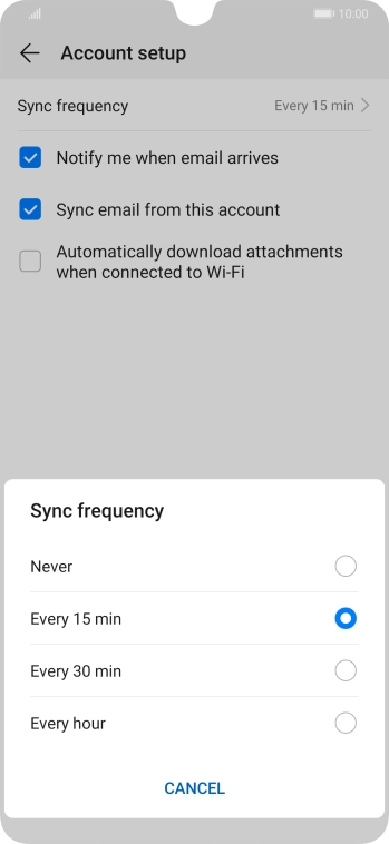 Press the required setting.