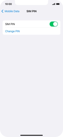 Press the indicator next to 'SIM PIN' to turn the function on or off.