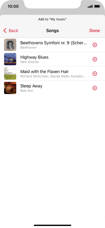 Go to the required category and press the add icon next to the required audio file.