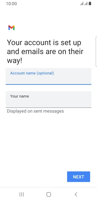Press the field below 'Your name' and key in the required sender name.