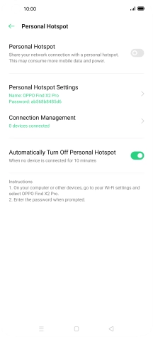 Press Personal Hotspot Settings.
