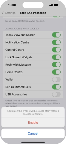 If you turn on the function, press Enable.