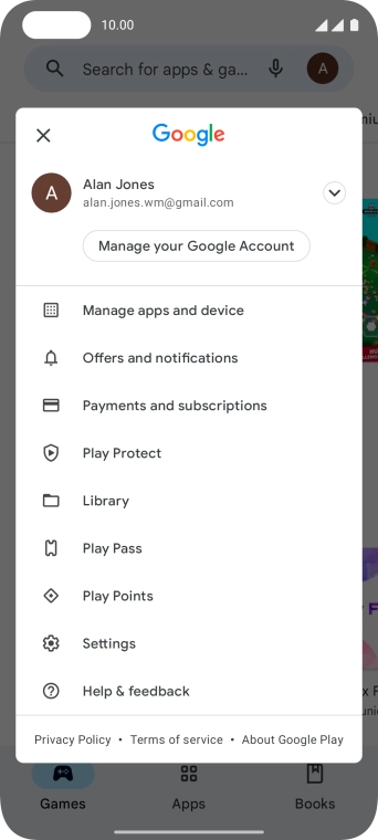 Press Manage apps and device.
