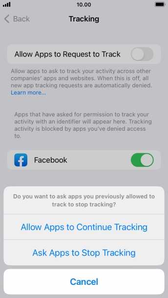 If you turn off the function, press the required setting.
