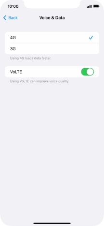 Press the required network mode.