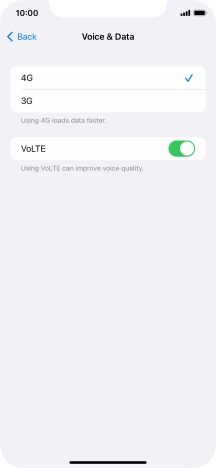 Press the indicator next to 'VoLTE' to turn the function on or off.
