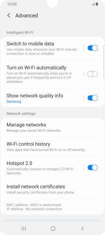 Press the indicator next to 'Switch to mobile data' to turn the function on or off.
