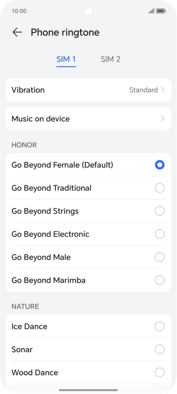 Press the required ringtones to hear them.