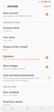 Press the indicator next to 'Sync account' to turn on the function.