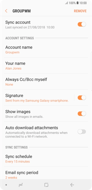 Press the indicator next to 'Sync account' to turn on the function.
