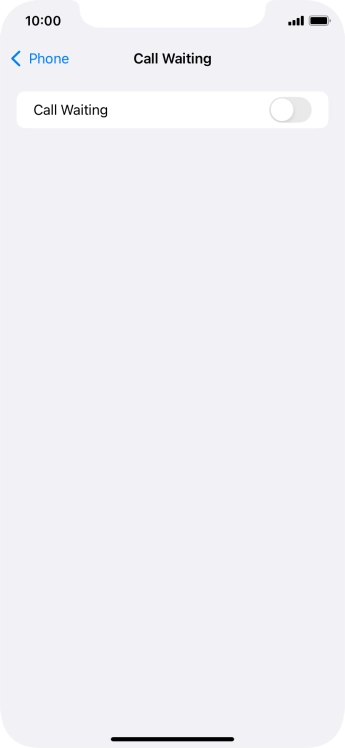 Press the indicator next to 'Call Waiting' to turn the function on or off.