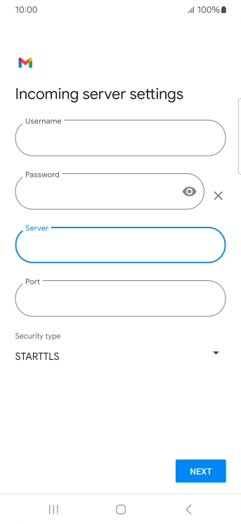 Press the field below 'Port' and key in 993.