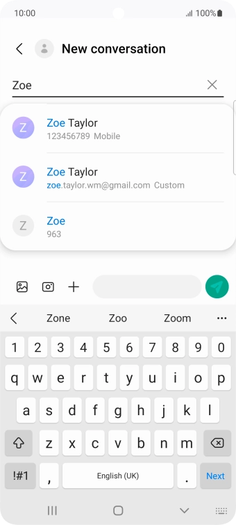 Press the required contact. Press the required contact.