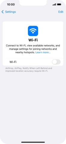 Press the indicator next to 'Wi-Fi' to turn on the function.