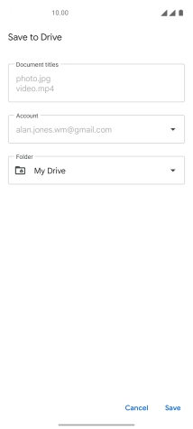 Press the field below 'Folder' and go to the required folder.