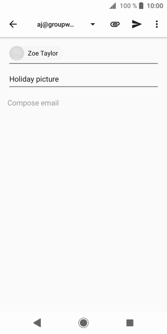 Press the text input field and write the text for your email.